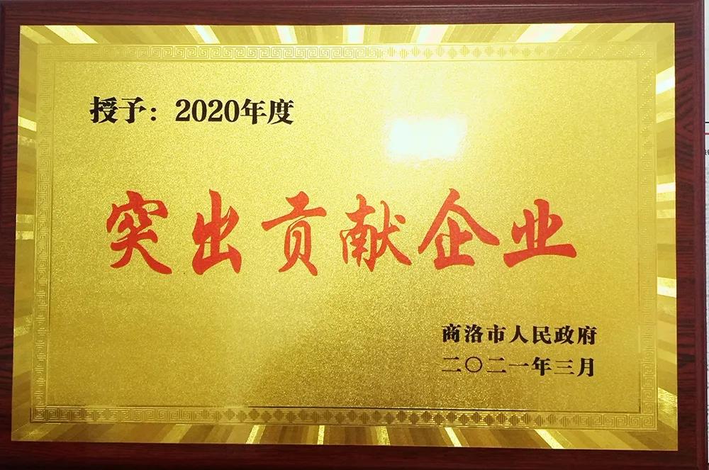 大西溝礦業(yè)公司獲商洛市“2020年度突出貢獻(xiàn)企業(yè)獎(jiǎng)”殊榮